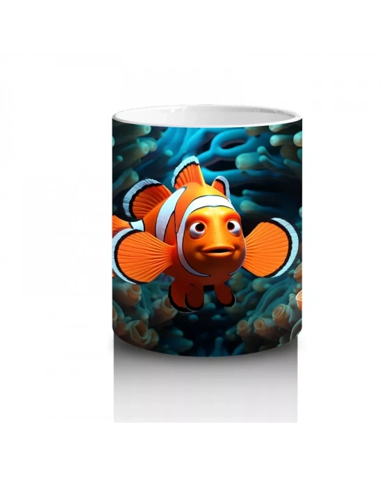 Mavi Mercanlar Arasında Palyaço Balığı – Baskılı Kahve Kupası