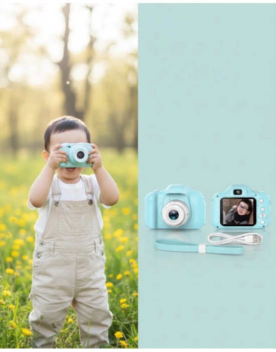 ® Mavi Mini HD Dijital Kamera Video ve Fotoğraf Çekimli Şarjlı Taşınabilir Kayıt Cihazı