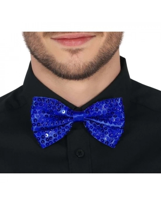 Mavi Payetli Pullu Papyon