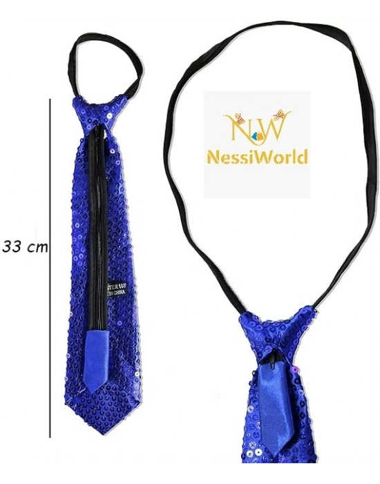 Mavi Pul Payetli Işıltılı Parti Kravatı 33 cm