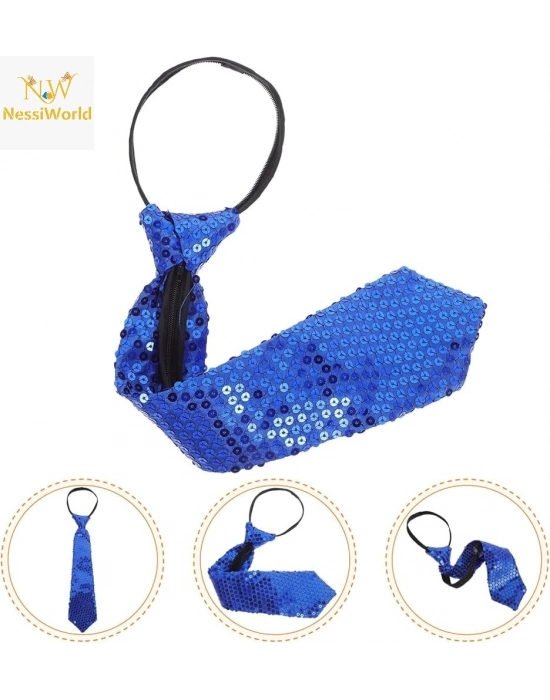 Mavi Pul Payetli Işıltılı Parti Kravatı 33 cm