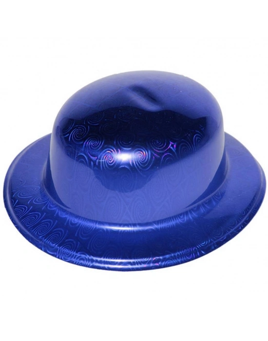 Mavi Renk Hologramlı Plastik Yuvarlak Melon 27x24 cm