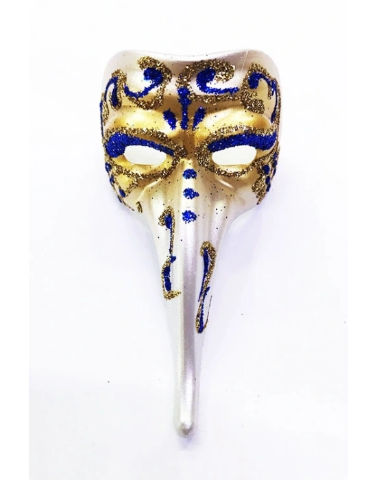 Mavi Renk İşlemeli Seramik Malzemeden İmal Venedik Uzun Maske Magnet