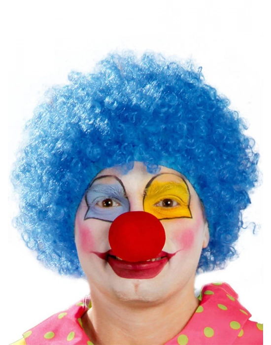 Mavi Renk Kıvırcık Afro Palyaço Seti