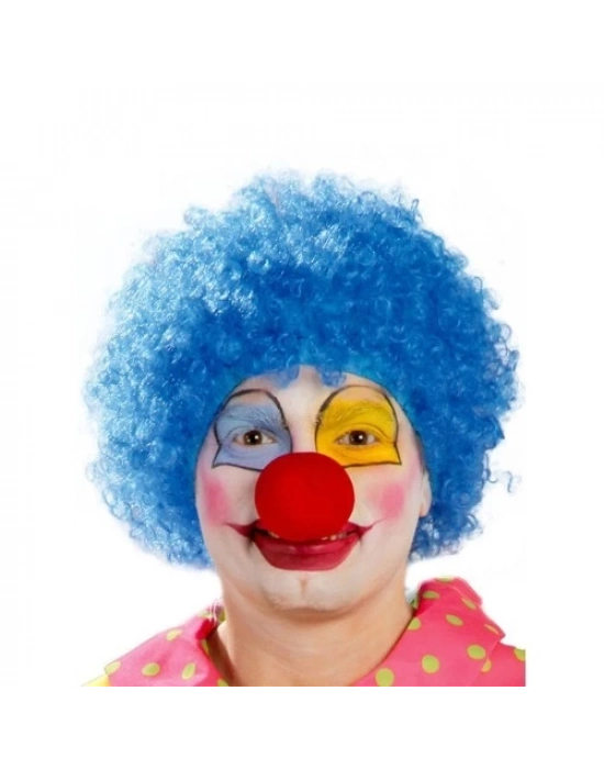 Mavi Renk Kıvırcık Afro Palyaço Seti