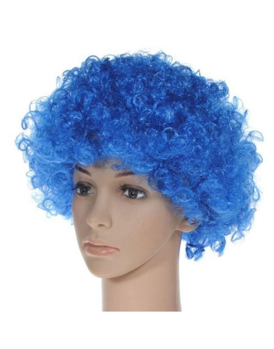 Mavi Renk Kıvırcık Peruk