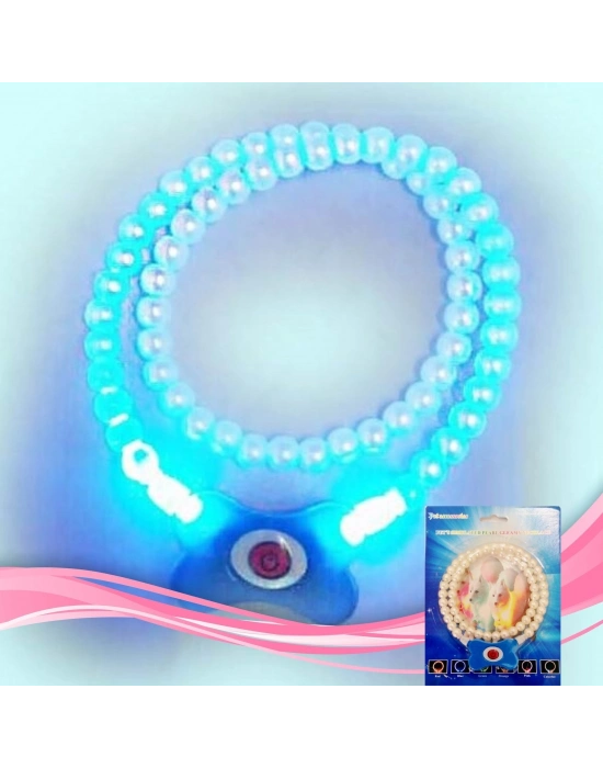 Mavi Renk Neon Led Işıklı Kedi Köpek Kolyesi (18,5 cm)