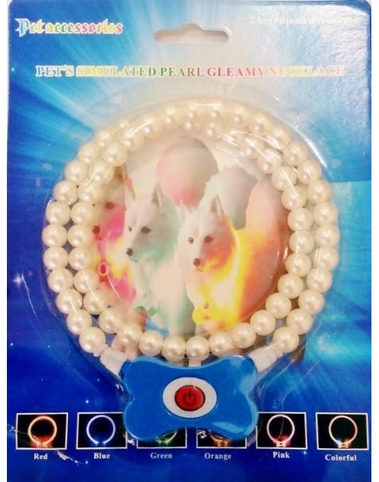 Mavi Renk Neon Led Işıklı Kedi Köpek Kolyesi (18,5 cm)