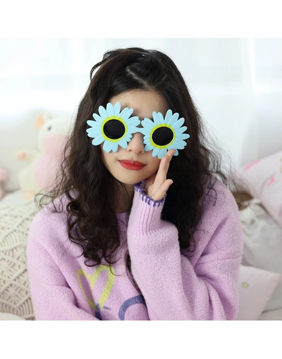 Mavi Renk Papatya Şekilli Parti Gözlüğü