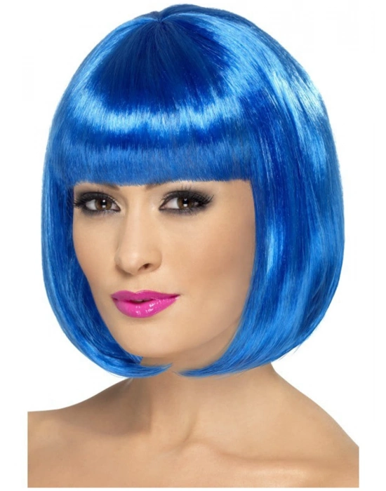 Mavi Renk Parti Peruğu Kısa Küt Saç