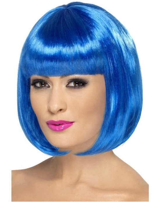 Mavi Renk Parti Peruğu Kısa Küt Saç