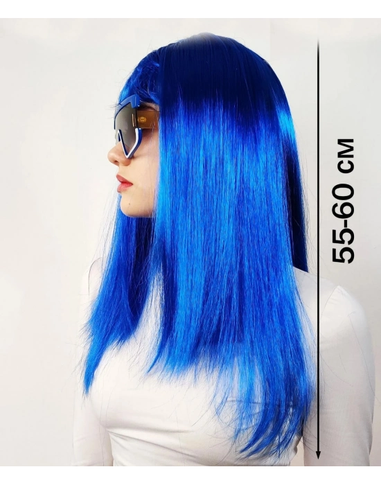 Mavi Renk Uzun Parti Peruğu