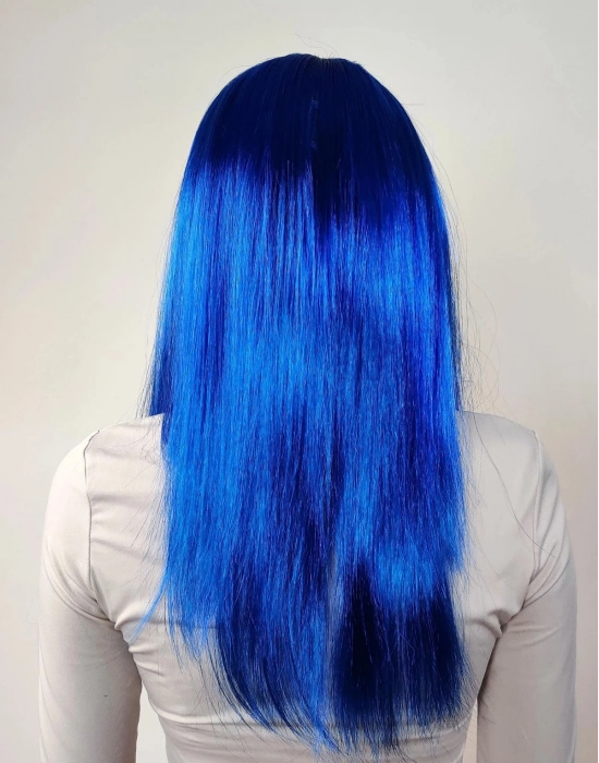 Mavi Renk Uzun Parti Peruğu