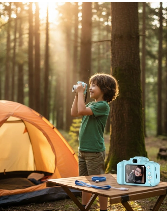 ® Mavi Şarjlı Mini HD Kamera Video Fotoğraf Çekimli USB Bağlantılı Dijital Cihaz