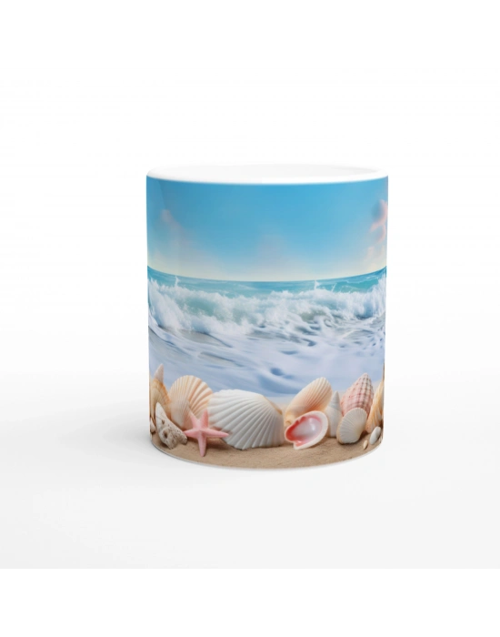 Mavi Ufukta Deniz Kabuğu Kupa Bardak