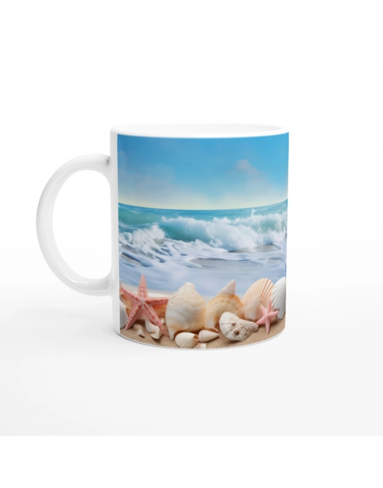 Mavi Ufukta Deniz Kabuğu Kupa Bardak