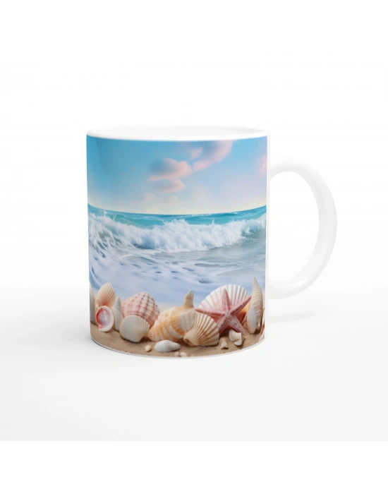 Mavi Ufukta Deniz Kabuğu Kupa Bardak