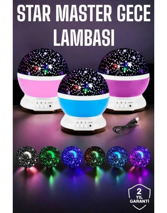 Mavi ve Mor Işıklı  Projeksiyon Lambası