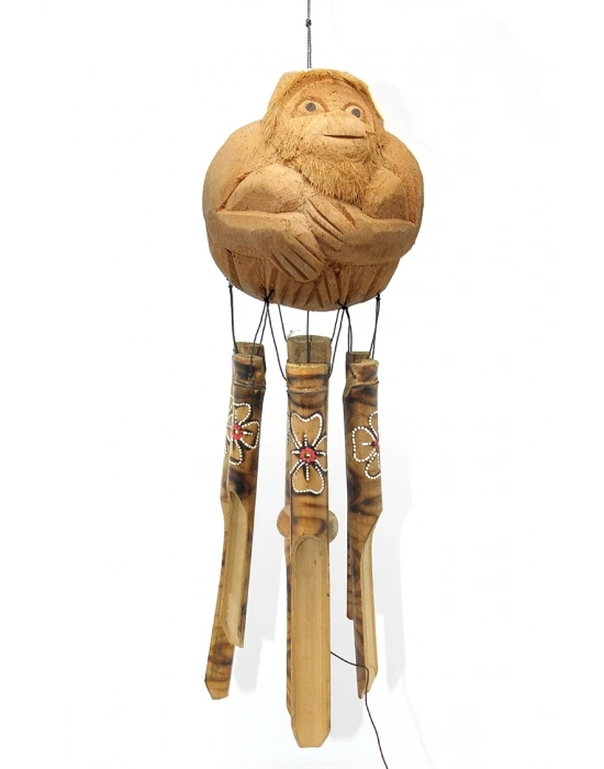 Maymunlu Bambu Rüzgar Çanı