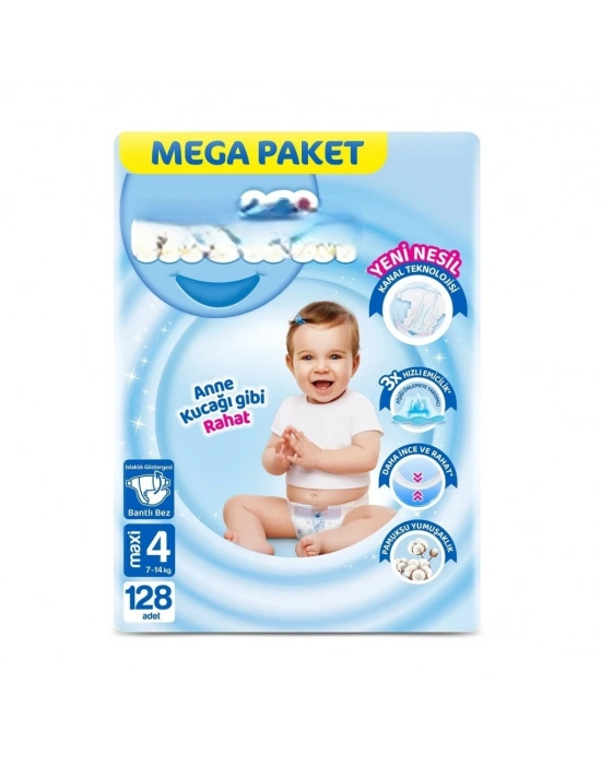 Mega Paket Bebek Bezi 4 Beden 7-14 Kg 128 Adet