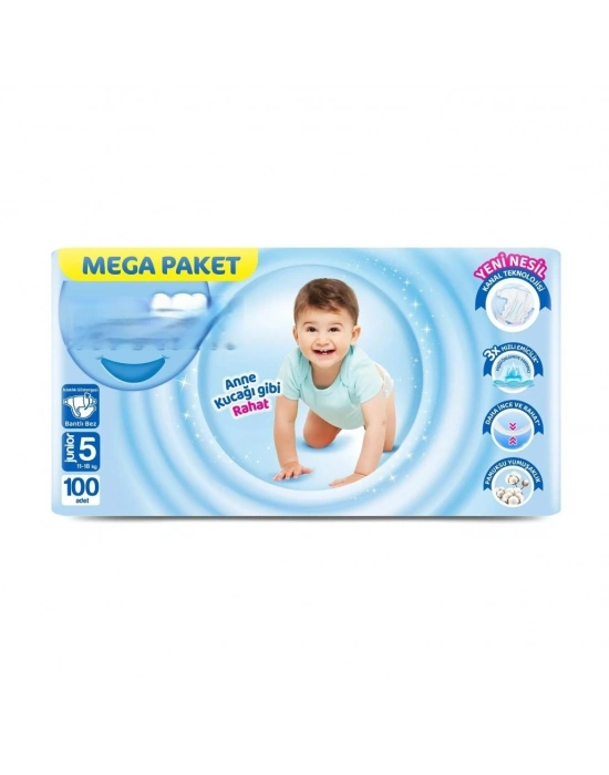 Mega Paket Bebek Bezi 5 Beden 11-18 Kg 100 Adet