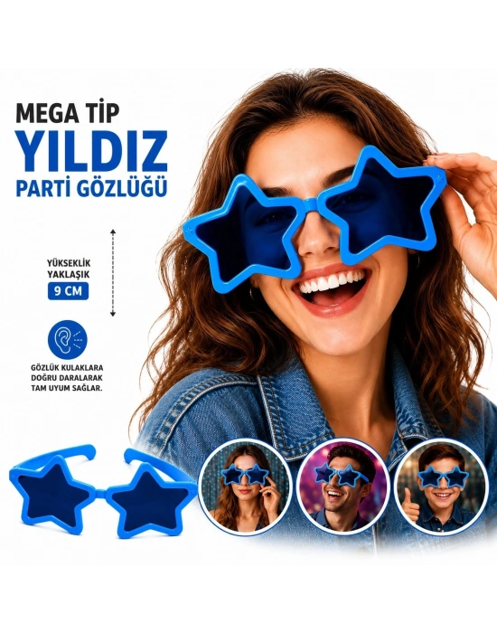 Mega Tip Yıldız Parti Gözlüğü Mavi Renk