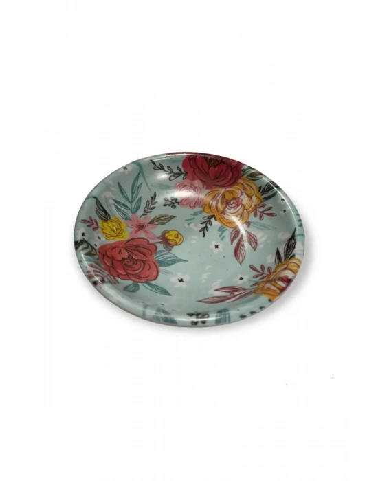 Melamin Çay Tabağı Renkli Çiçek Desenli Melamin Tabak Royaleks-71