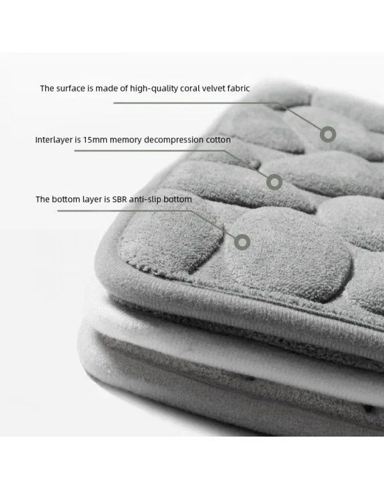 Memory Kaydırmaz Banyo Paspası Gri