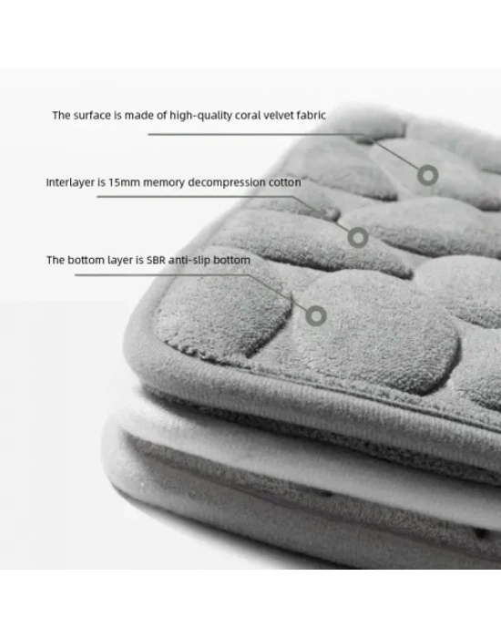 Memory Kaydırmaz Banyo Paspası Gri