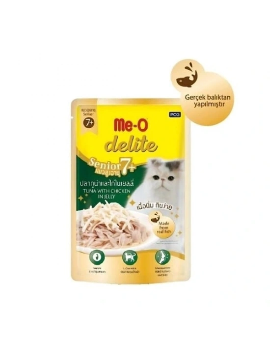 Meo Delite Ton Balıklı ve Tavuklu Pouch Yaşlı Konserve Kedi Maması 1 Adet 70 Gr