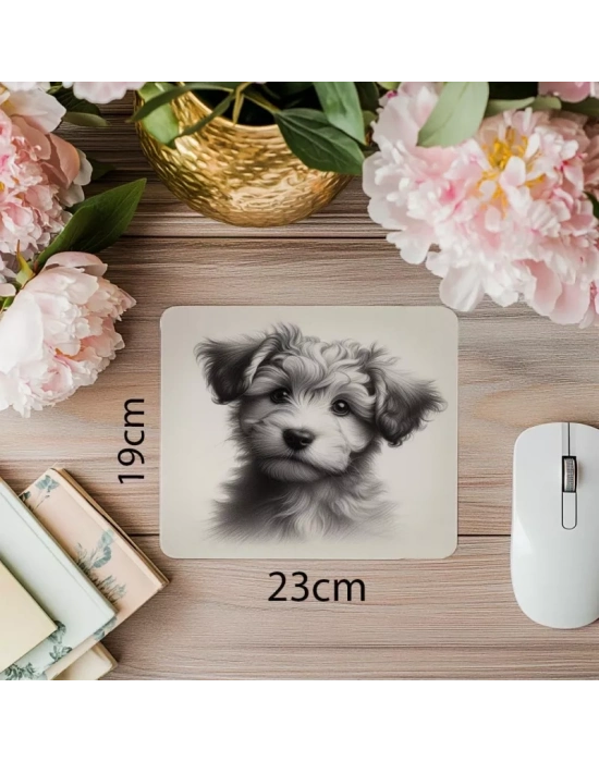 Meraklı Bakışlı Köpek Tasarımı Mousepad - 19x23 cm 2 mm Dikdörtgen İthal Baskılı Mouse Pad
