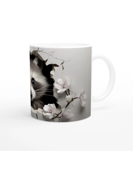 Meraklı Gözlerle Bakan Rakun Temalı Baskılı Kupa Bardak