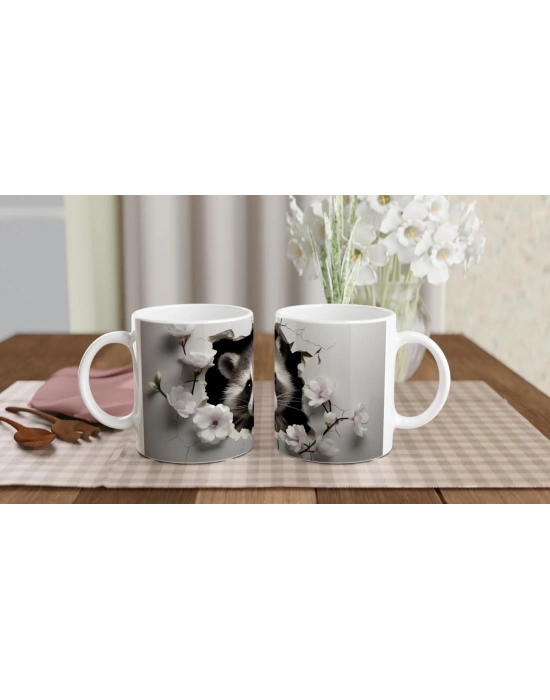 Meraklı Gözlerle Bakan Rakun Temalı Baskılı Kupa Bardak