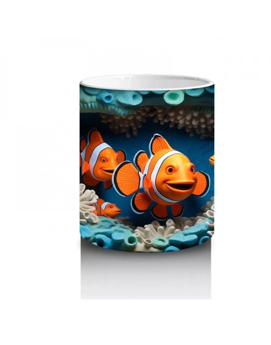 Mercan Bahçesinde Neşeli Balıklar – Baskılı Kahve Kupası