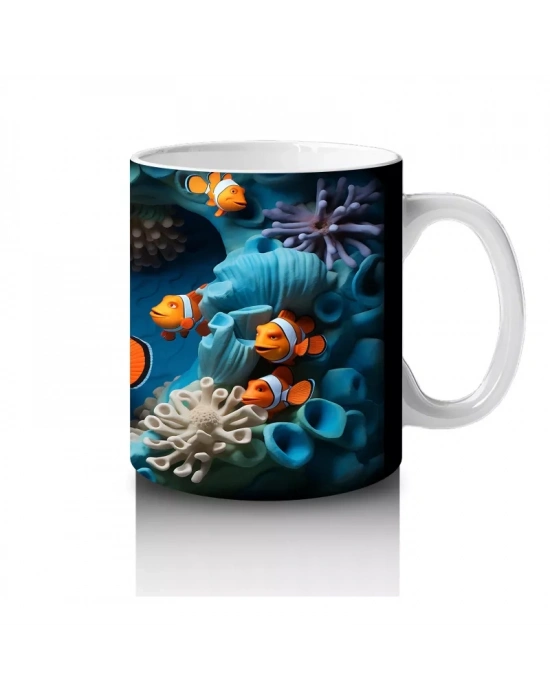 Mercan Bahçesinde Neşeli Balıklar – Baskılı Kahve Kupası