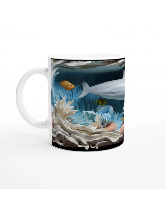 Mercan Bahçesinde Neşeli Yunus Kupa Bardak