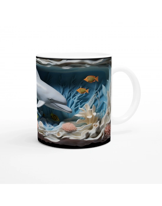 Mercan Bahçesinde Neşeli Yunus Kupa Bardak