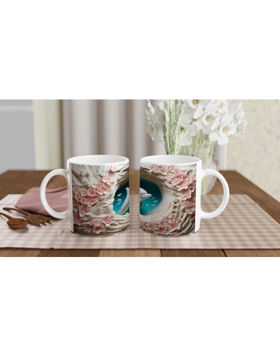 Mercan Çiçekleri Arasında Yüzen Sevimli Yunus Temalı Kupa Bardak