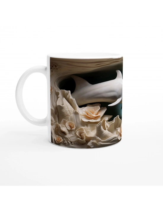 Mercan Dalgalar Arasında Yüzen Şirin Yunus Kupa Bardak