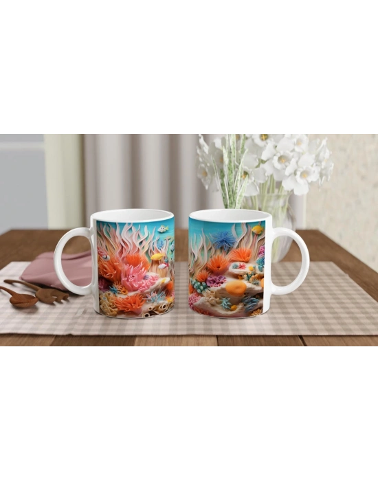 Mercan Dalgaları Arasında Balıklar Kupa Bardak