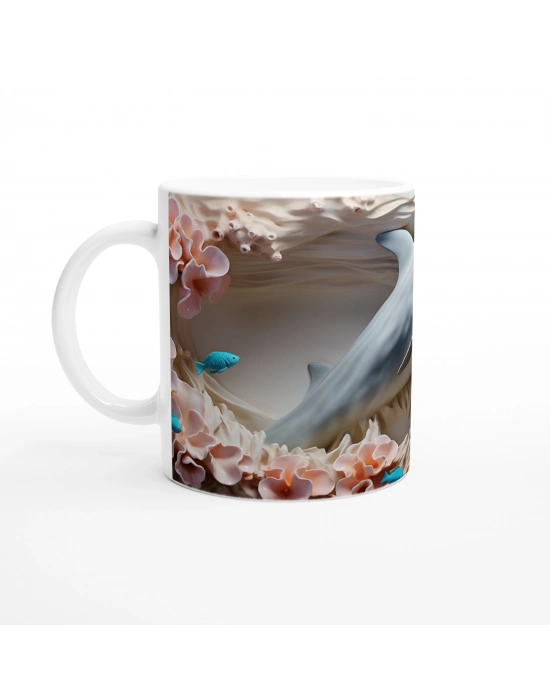 Mercan Dalgaları Arasında Gülümseyen Yunus Temalı Kupa Bardak