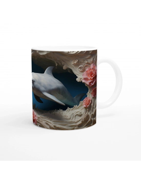 Mercan Dalgaları Arasında Yunus ve Güller Kupa Bardak