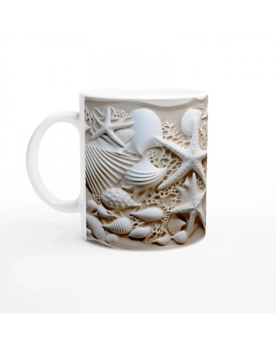 Mercan Doku ve Deniz Yıldızlı Su Altı Temalı Kupa Bardak