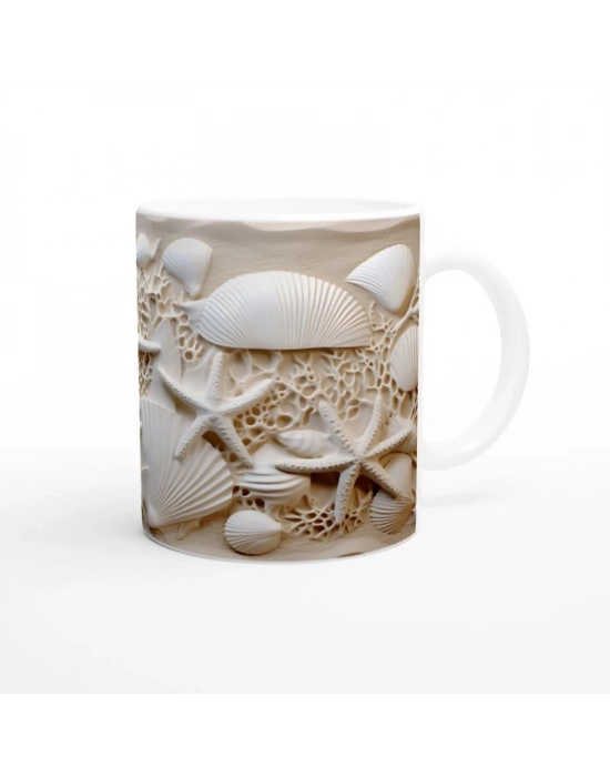 Mercan Doku ve Deniz Yıldızlı Su Altı Temalı Kupa Bardak