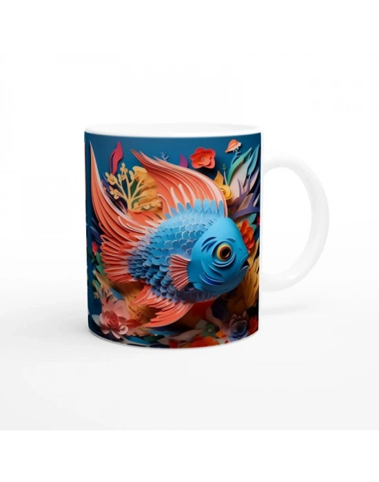 Mercan Kanatlı Mavi Balık Kupa Bardak