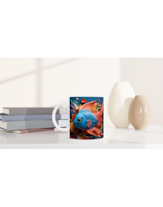 Mercan Kanatlı Mavi Balık Kupa Bardak