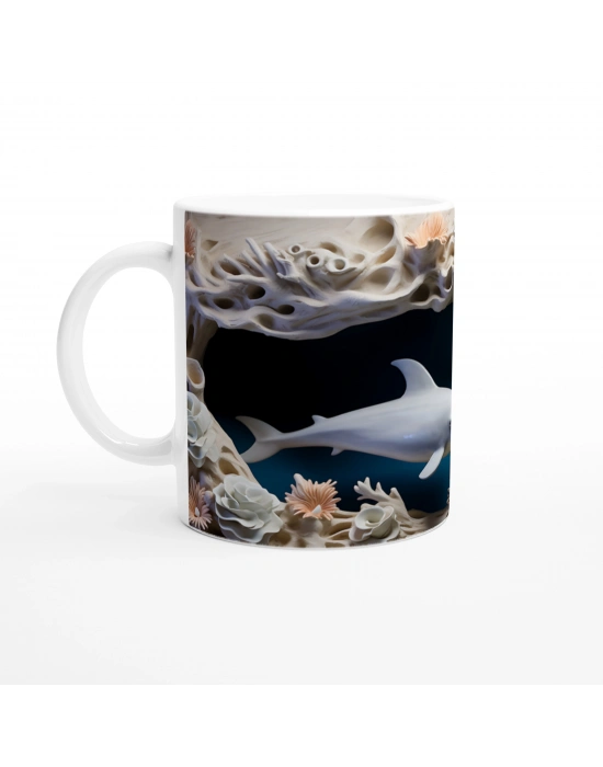 Mercan Kayalıklarında Dans Eden Yunuslar Temalı Kupa Bardak