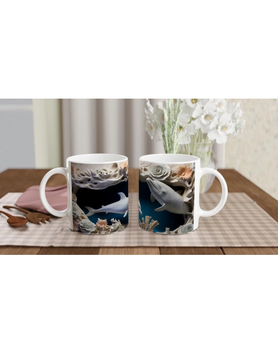 Mercan Kayalıklarında Dans Eden Yunuslar Temalı Kupa Bardak