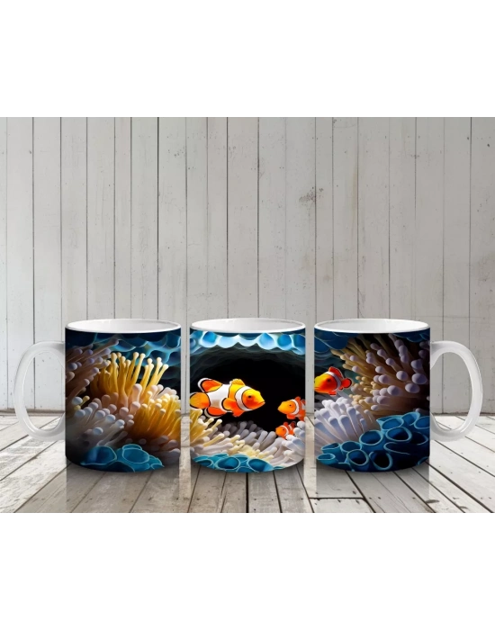 Mercan Kayalıklarında Palyaço Balıkları – Baskılı Kahve Kupası