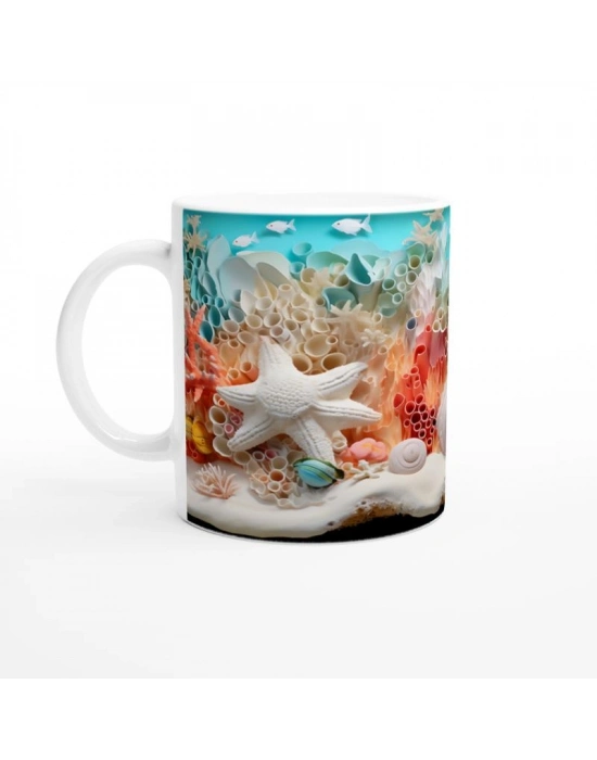 Mercan Ormanında Deniz Yıldızı Kupa Bardak